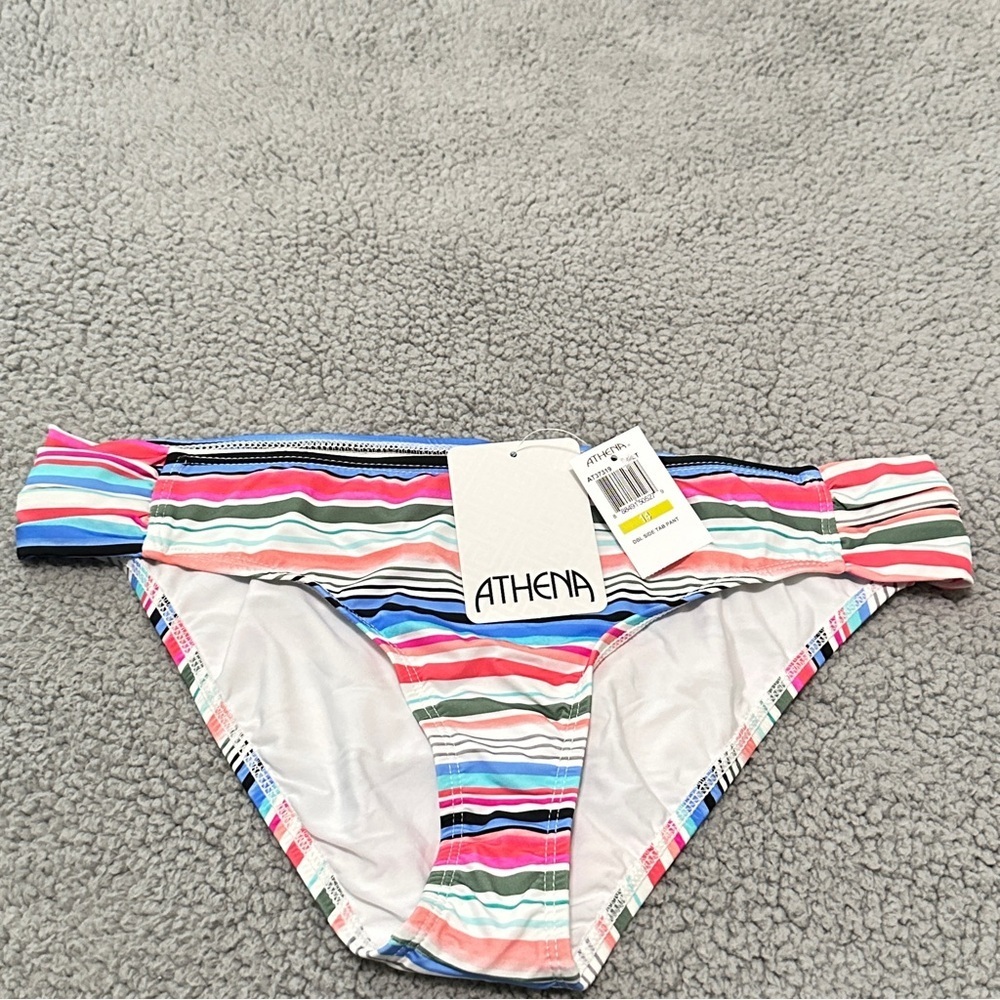 Athena Multicolor Striped Bikini Bottom Size 14 USA Made AT37319 NWT
